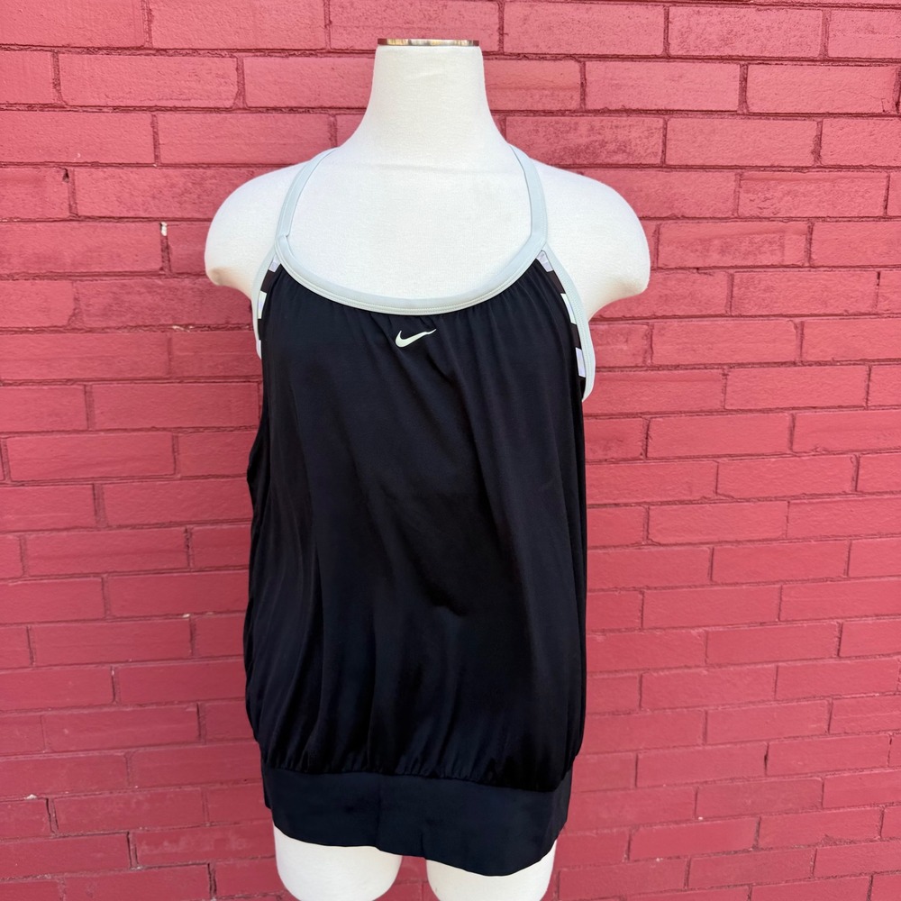 Vtg Nike Tank Top Womens Size 1X Striped Built In Bra Running Walking Gorpcore